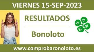 Resultado del sorteo Bonoloto del viernes 15 de septiembre de 2023