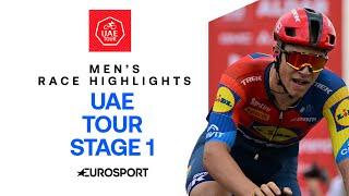 NAIL BITING VICTORY!  | Stage 1 Race Men's Highlights UAE Tour 2025 | Eurosport Cycling