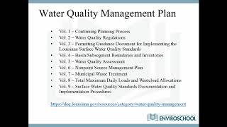 LDEQ Enviroschool Webinar – Water Quality in Louisiana