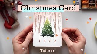 Watercolor Christmas Card Step-by-Step Tutorial. Perfect for Beginners