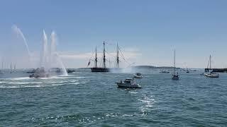 USS Constitution 21 Cannon salute in front of Fort Independence 7/4/18