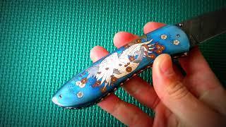 Hand made damascus folding knife by J.Biriukov