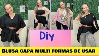 BLUSA CAPA COM TOP, MULTI FORMAS DE USAR, corte e costura fácil sem molde #costurando #blusas #diy