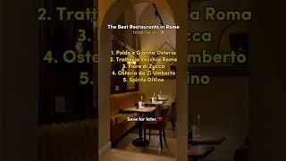 The Best Restaurants in Rome  #iloverome