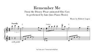 Remember Me - From Disney Pixar Coco - Sheet music transcription