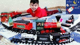 Johny Unboxes Giant Christmas Steam Train Toy and Steam Engine Toy Train Crash For His Birthday