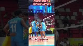 QUICK SPIKE  MIDDLE ATTACK by Mani Irom #manipur #volleyball #viralvideo #kheloindia2025