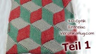 Entrelac Pillowcase Diamonds with 3D effect   Part 1