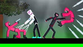 Spider-Man Miles Morales and Spider-Gwen vs Pink Soldiers on Spike Map in People Playground