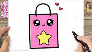 How to Draw a Cute Shopping Bag Simple & Easy for Kids - 2