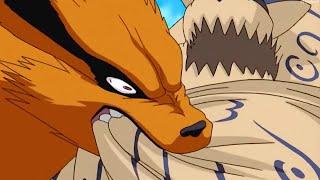 Kurama bites Onetails,Kurama Vs Shukaku! (Naruto Vs Gaara)