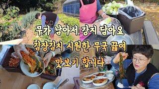 무짠지 담그고 시원한 무국 끓여 김장김치 3종 맛봐야죠 포기김치 깍두기 무청대김치