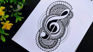 Music Note Mandala Art|(@VennilaYLCreations )|How to Draw Mandala Art step by step|Mandala Art
