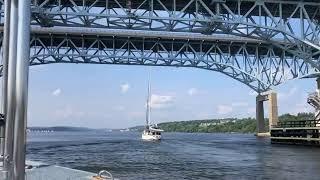 Go under the Gold Star Bridge on the Thames River Heritage Park Water Taxi