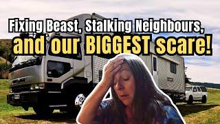 MASSIVE Fright! | Fixing our broken down House Truck | Big RV Life & Travel