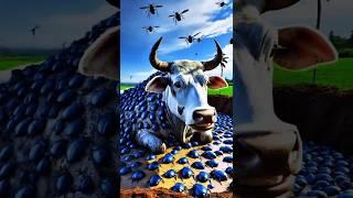 The cow warreped by millions of blue beetles  #ai #cow #shorts