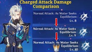 Neuvillette Charged Attack Damage Lv.8, Lv.9, Lv.10 Comparison