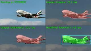 Airplane Semantic Segmentation performance comparison between DeepLab and Mask-RCNN