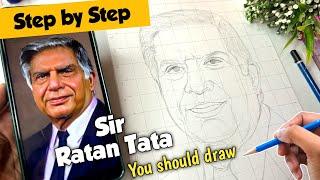 Drawing sir Ratan Tata ji | How to draw RATAN TATA | Sir RATAN TATA Drawing | Outline tutorial