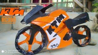 DIY KTM RC390 ORANGE AND BLACK FROM WASTE PAPER ||PAPRE CRAFT ||AYANMAZIDCRAFT