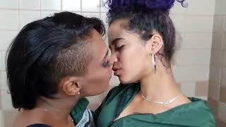 2 Black girls passionate long Kissing #000