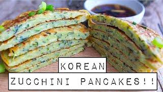 EASY KOREAN ZUCCHINI PANCAKES!! | VEGAN + GLUTEN-FREE (Hobak Buchim) 바싹 호박 부침개