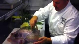 Chef Anthony Pino preparing a turkey
