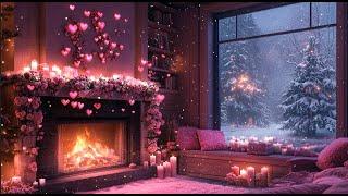 Cozy Pink Coquette Valentine's Day Fireplace ️ Aesthetic Winter Ambience for Sleep, Relax & Focus