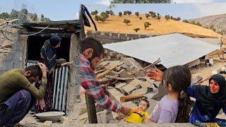 Village children give fresh vegetables to villagers on a hot summer day