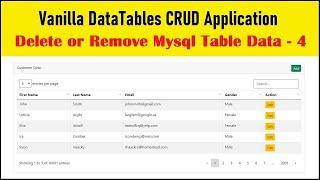 Vanilla DataTables CRUD Application - Delete or Remove Mysql Table Data - 4