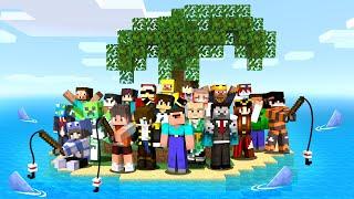 I Made 100 Players Simulate Survival On the Island in Minecraft