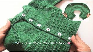 Newborn Baby Cardigan Knitting || How To Knit Baby Cardigan, Jacket,Sweater || Baby Sweater Ki Bunai