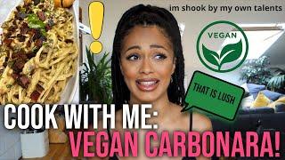 Making a vegan carbonara hun