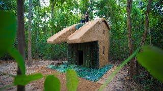 Jungle Survival: Build Bamboo Mud Slide Roof Villa by Ancient Skills
