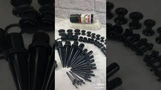 50PC Gauges Kit Ear Stretching Aftercare Jojoba Oil Wax 14G-12MM Tunnel Plug Taper Set Bodyj4you