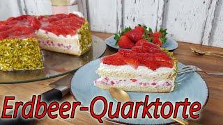 Erdbeer-Quarktorte | blitzschnell und einfach | Rezept mit Videoanleitung