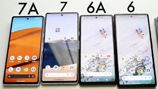 Google Pixel 7A Vs Google Pixel 7 Vs Google Pixel 6A Vs Google Pixel 6 Battery Comparison!