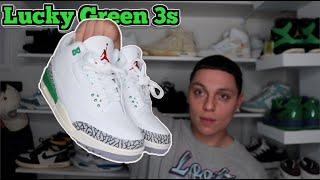 MENS Try-On! Jordan 3 Retro Lucky Green (Women's) Review) + ON FOOT