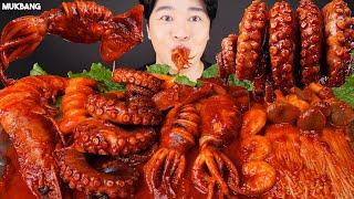 ASMR MUKBANG | SPICY SEAFOOD BOIL  직접 만든 버섯 해물찜 먹방 SQUID OCTOPUS SHRIMP MUSHROOMS EATING SOUNDS