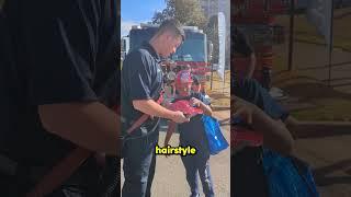 this little boy's biggest wish was to wear a firefighter hat