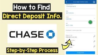 Find Direct Deposit Information Chase Bank Account | Chase Direct Deposit Info Institution Number