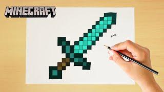 Drawing Diamond Sword | How to draw Diamond Sword | Step by step | Minecraft