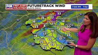 Gust winds continue into Thursday with higher elevation snow expected