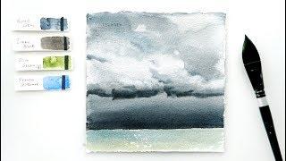 Stormy Sky 2. Watercolor tutorial