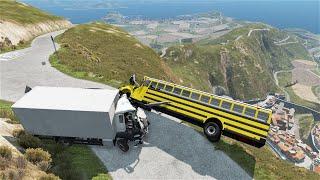 Mobil Truk Dan Bus Kecelakaan Vs Jatuh Ke Jurang Mobil Rusak Terguling Dan Hancur Beamng.Drive#10