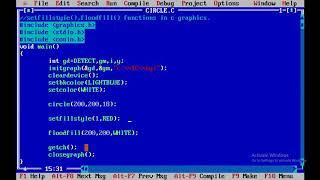setfillstyle() and floodfill() functions in C graphics.