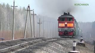 [ИСАКОГОРКА] Раскатистый бас 10Д100 2ТЭ10У-0022  / 2TE10U-0022 with freight train 10D100