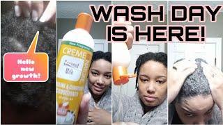 My realistic wash day routine on 4c hair; after 1 month protective style #washday