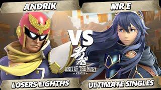 Best of the West II TOP 8 - Andrik (Captain Falcon) Vs. Mr. E (Lucina) Smash Ultimate - SSBU