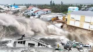 6.5 M Tsunami-like Waves! Collapsed Harbor & Homes in Santa Cruz Wharf, California